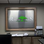 custom indoor metal lobby sign